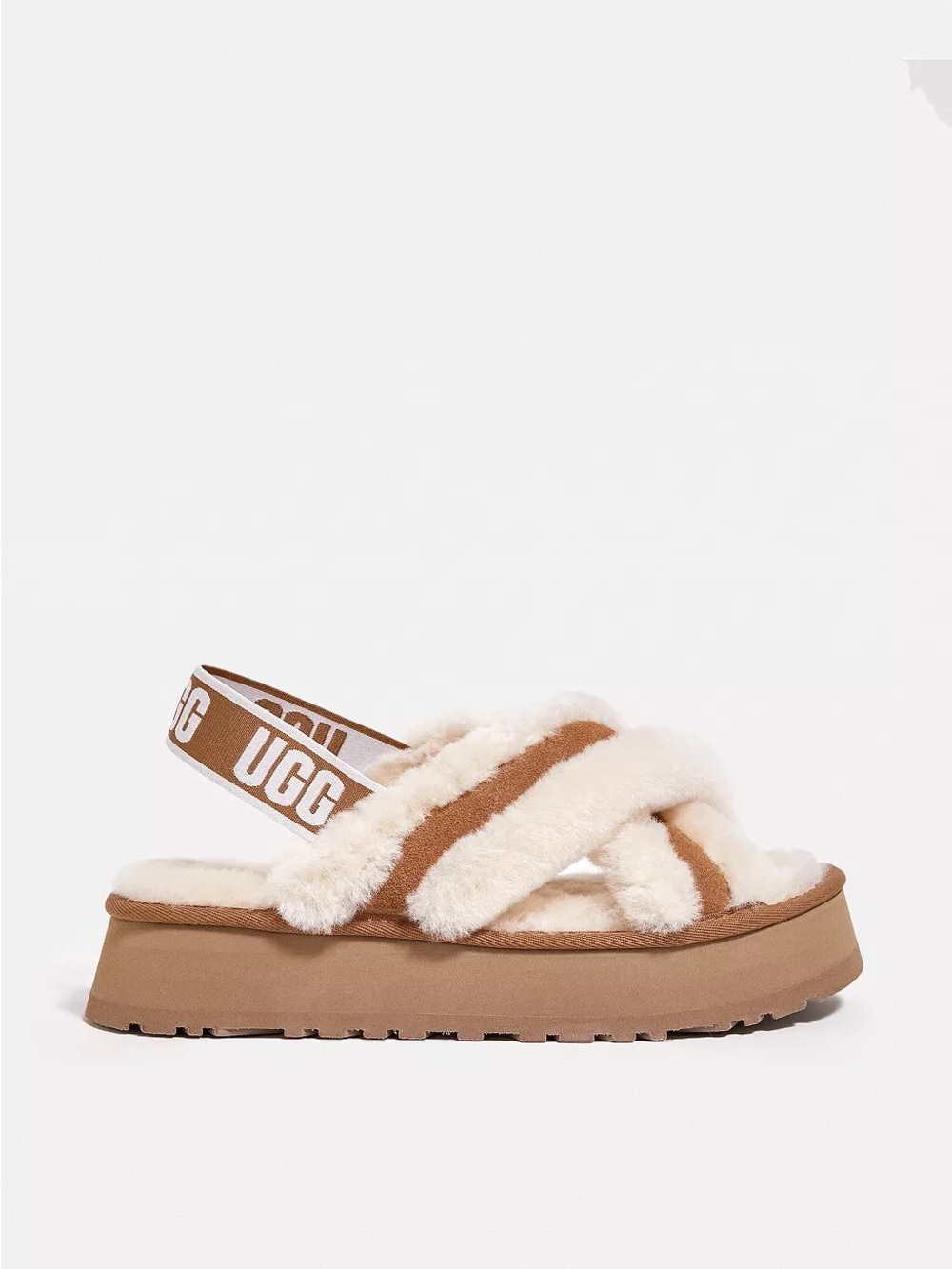 UGG Disco Cross Shearling Slide Platform Sandals Size 8